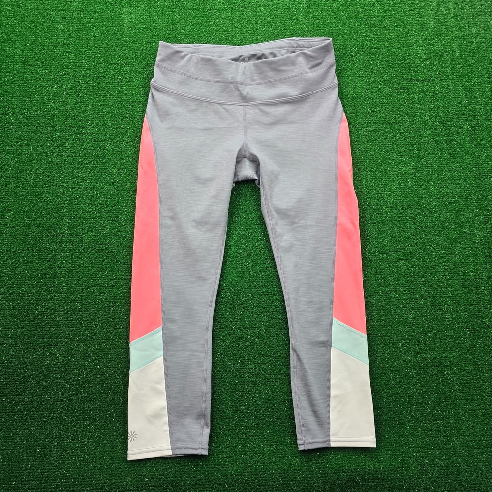Athleta Be Free Knicker Colorblock Crop Leggings Womens Small Gray Sonar Capri